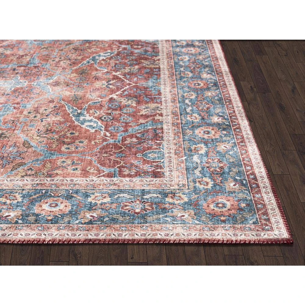 Paloma Red 2 ft. x 10 ft. Oriental Polyester Area Rug by Abani - Image 2